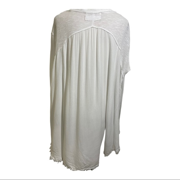We the free ribbed hi low T-shirt white long sleeve size small viscose blend - Picture 6 of 10
